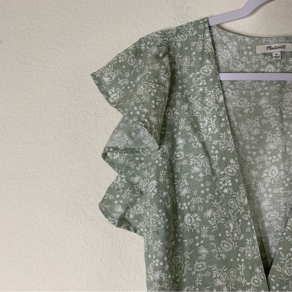 Madewell Madewell Linen-Blend Ruffle-Sleeve Wrap Midi Dress in Piazza Floral - Picture 7 of 10